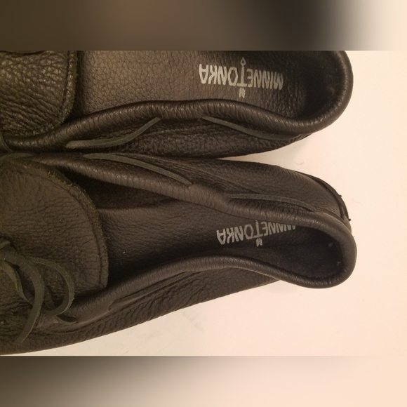 Minnetonka Men's Moccasin Moosehide Straight Plug Black Size 13 - Picture 6 of 16